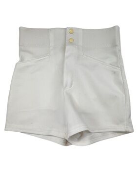 Ventage High Waist Shorts Bike Women's Small White Pockets‎ Stretch Snap Button